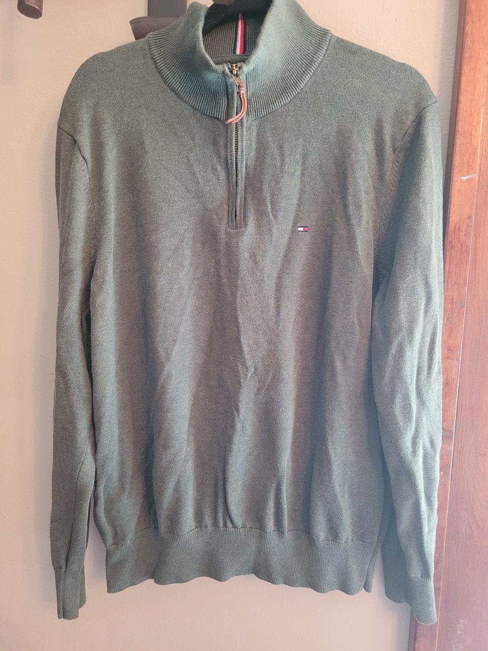 Tommy Hilfiger Men's Olive Quarter-Zip Sweater XL